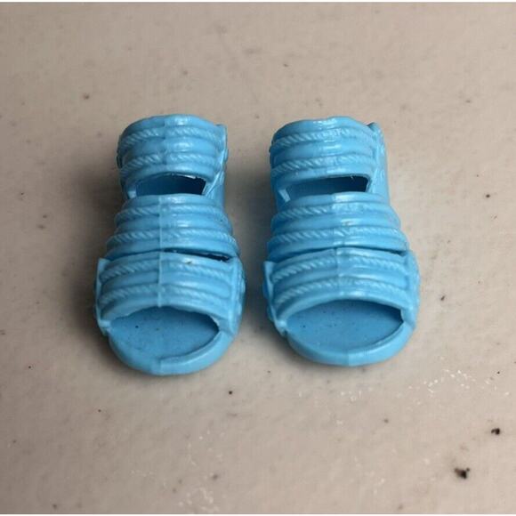 Barbie doll KEN Shoes Black & Gold Boots & Blue Sandal Flip Flops Lot 3 Pairs - Picture 7 of 12